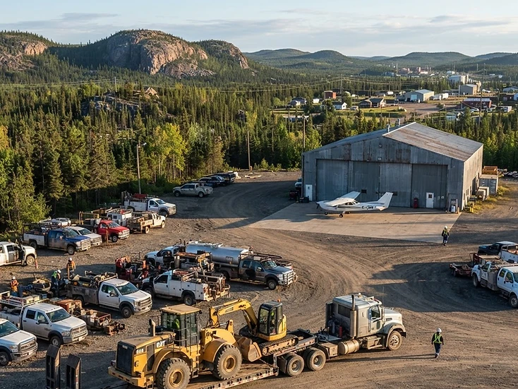 Mine-service trucks in Red Lake, Ontario