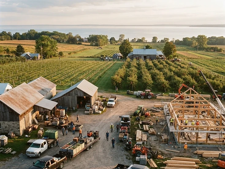 Farm trucks and construction trades in Prince Edward County, Ontario