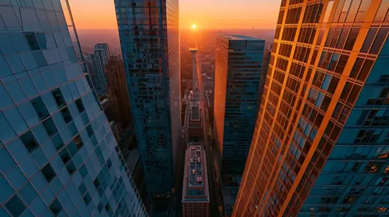 Skyline Urbano ao Pôr do Sol