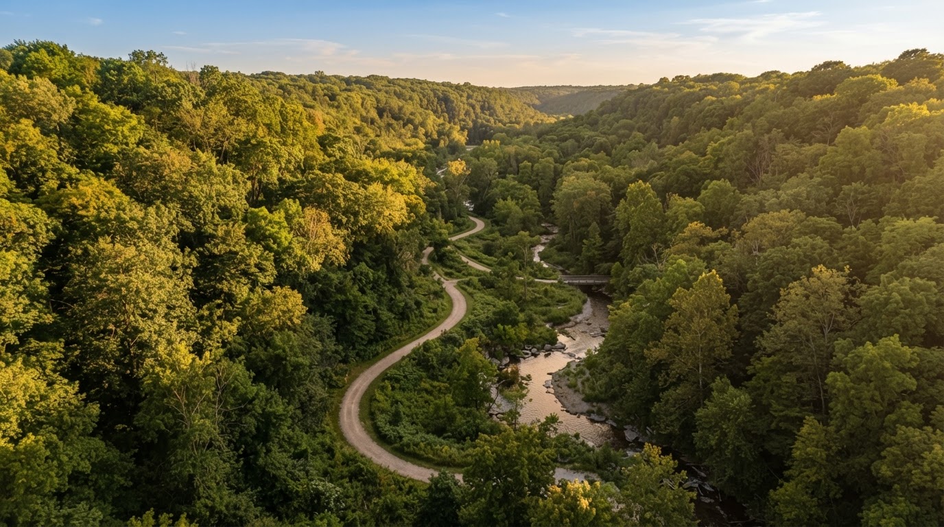 Oakville ravine trail at golden hour