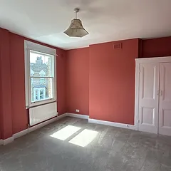 Terracotta bedroom feature walls, South West London