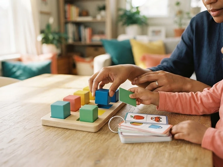 Child engaged in a playful learning activity