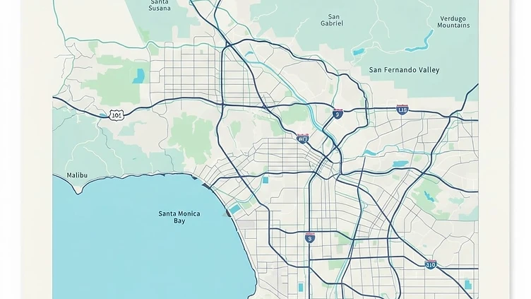 Map of the Above and Beyond the Spectrum service area in Los Angeles County and the San Fernando Valley