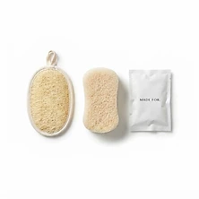 Custom Loofah Bath Pad with logo — made by MADE FOR.