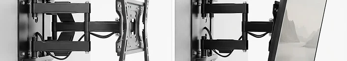 Full-Motion / Articulating — bracket without TV and with TV mounted