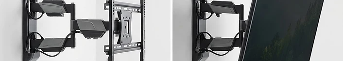 Motorized Articulating Wall — bracket without TV and with TV mounted