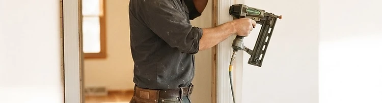 Casing fitted around a door frame