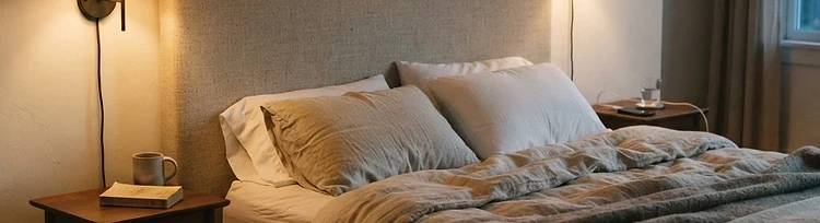 Sconces flanking a bed, wires hidden