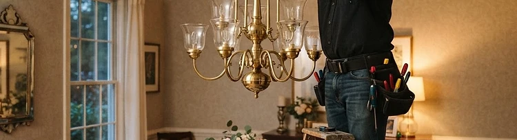 Chandelier hung from a ceiling medallion