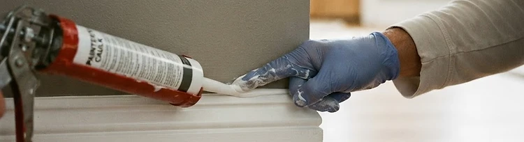 Seams caulked and smoothed