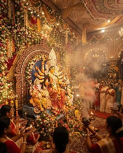 Inside the sacred pandal