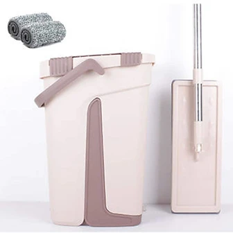 Floor Cleaning Flat Mop with 2 Microfiber Pad and bucket