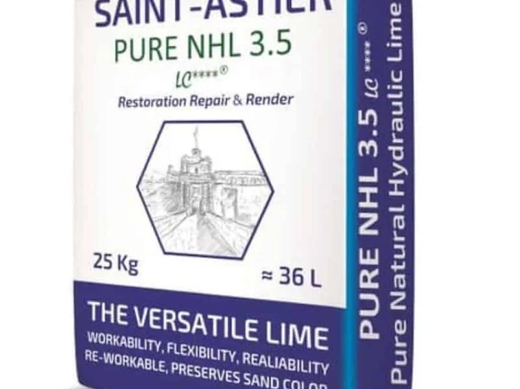 Saint-Astier Pure NHL 3.5 natural hydraulic lime — the material MPC specifies for lime render