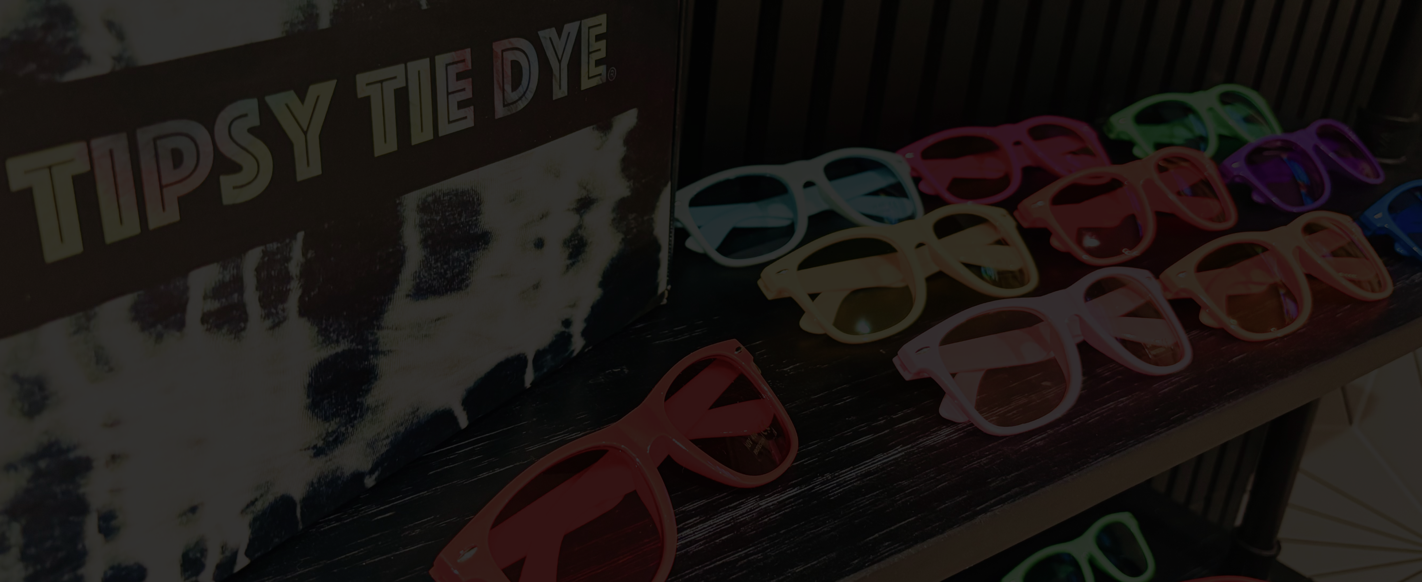 Tipsy Tie Dye sunglasses display
