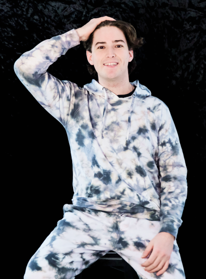 Blue tie-dye hoodie and sweatpants