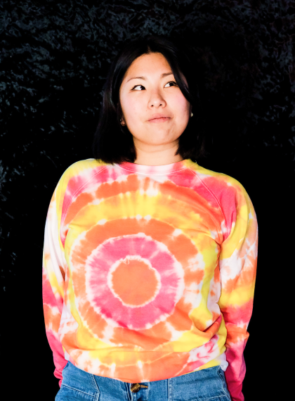Pink, orange, yellow tie-dye sweatshirt