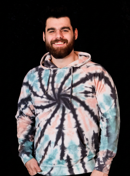 Seafoam-green spiral tie-dye hoodie