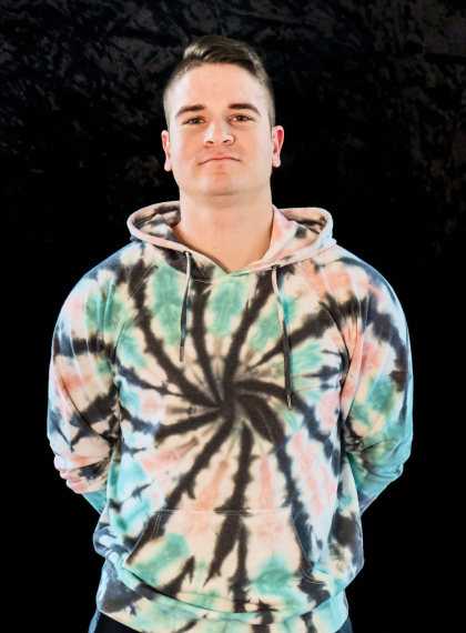 Teal and peach tie-dye hoodie