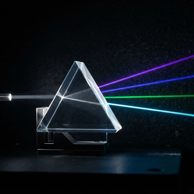 Light passing through a prism, breaking into spectral lines