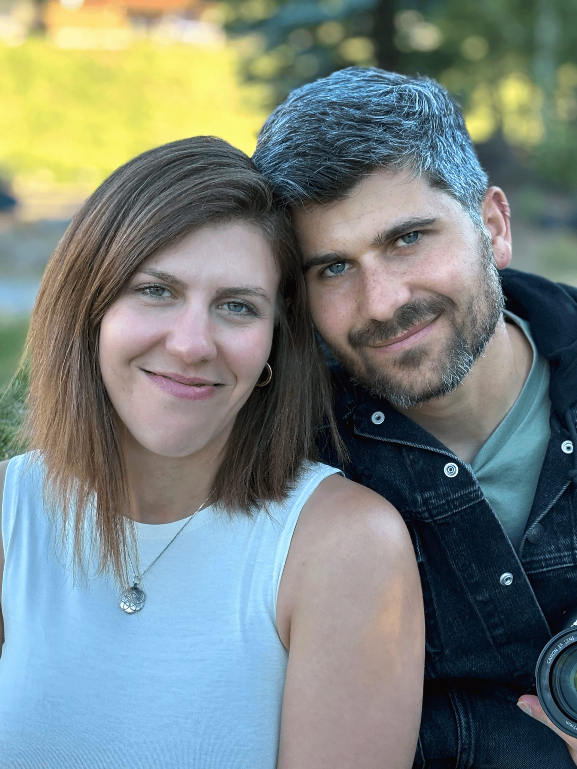 Ben and Shira, the founders of BluPoetry, outdoors together.