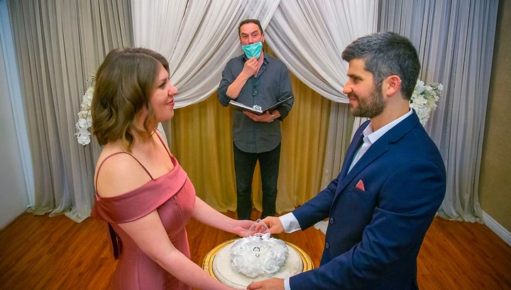 Ben and Shira's wedding ceremony in Los Angeles.