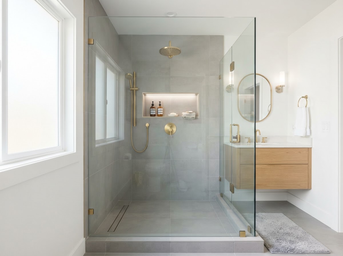 Tub to shower conversion El Centro before and after - after