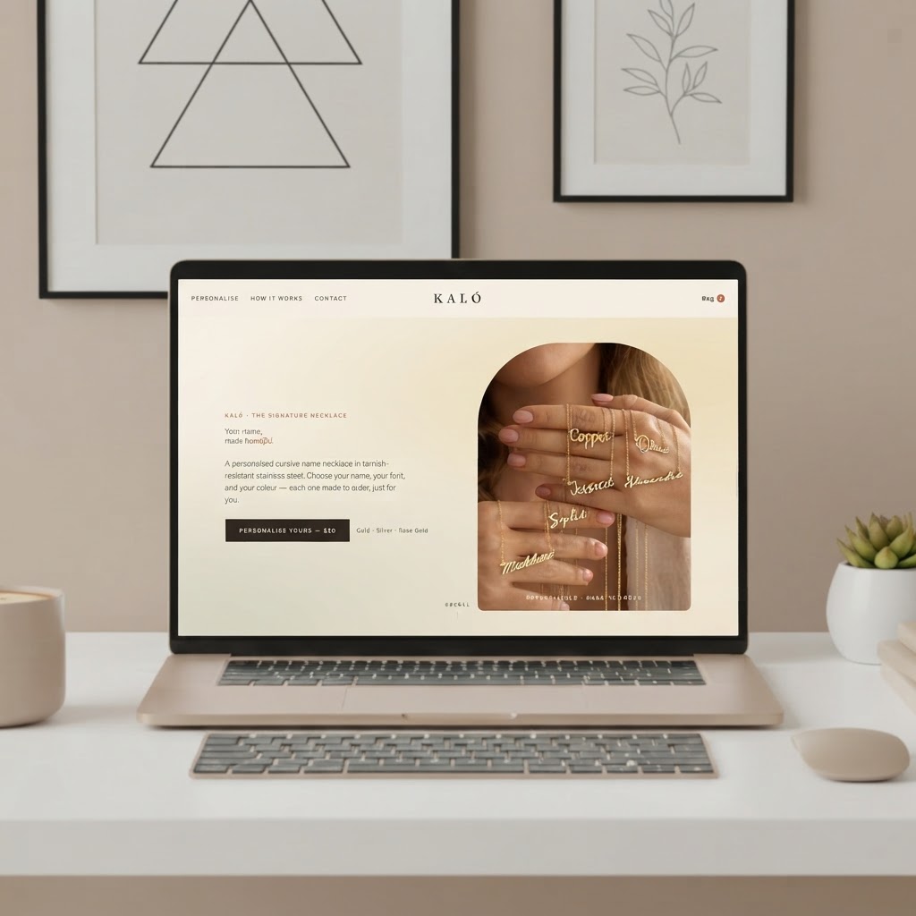 KALÓ website on a laptop mockup