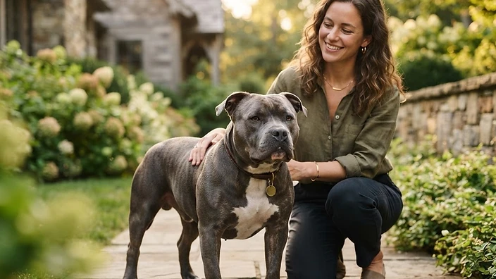American Bully Breed Guide — American Bully Haven Pups Adult American Bully dog with broad muscular build and blocky head standing confidently outdoors in Austin Texas