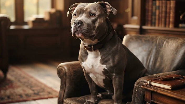 American Bully Breed Guide — American Bully Haven Pups Muscular American Bully dog with broad head and glossy coat standing confidently outdoors in Austin Texas