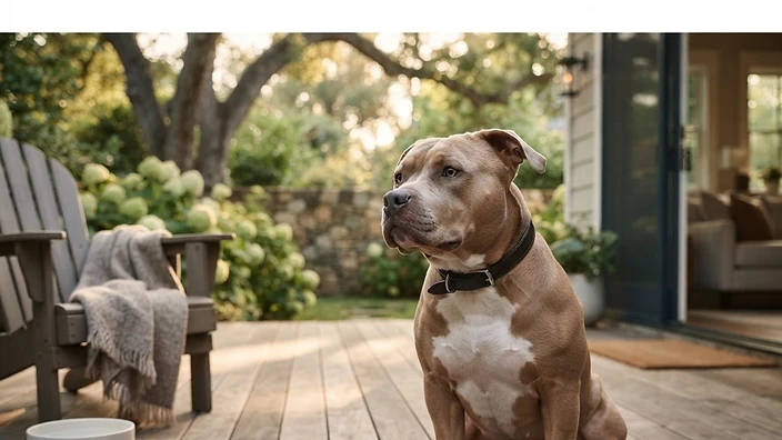 Complete American Bully Care Guide — American Bully Haven Pups American Bully dog resting with owner in a sunny backyard, illustrating daily care and companionship