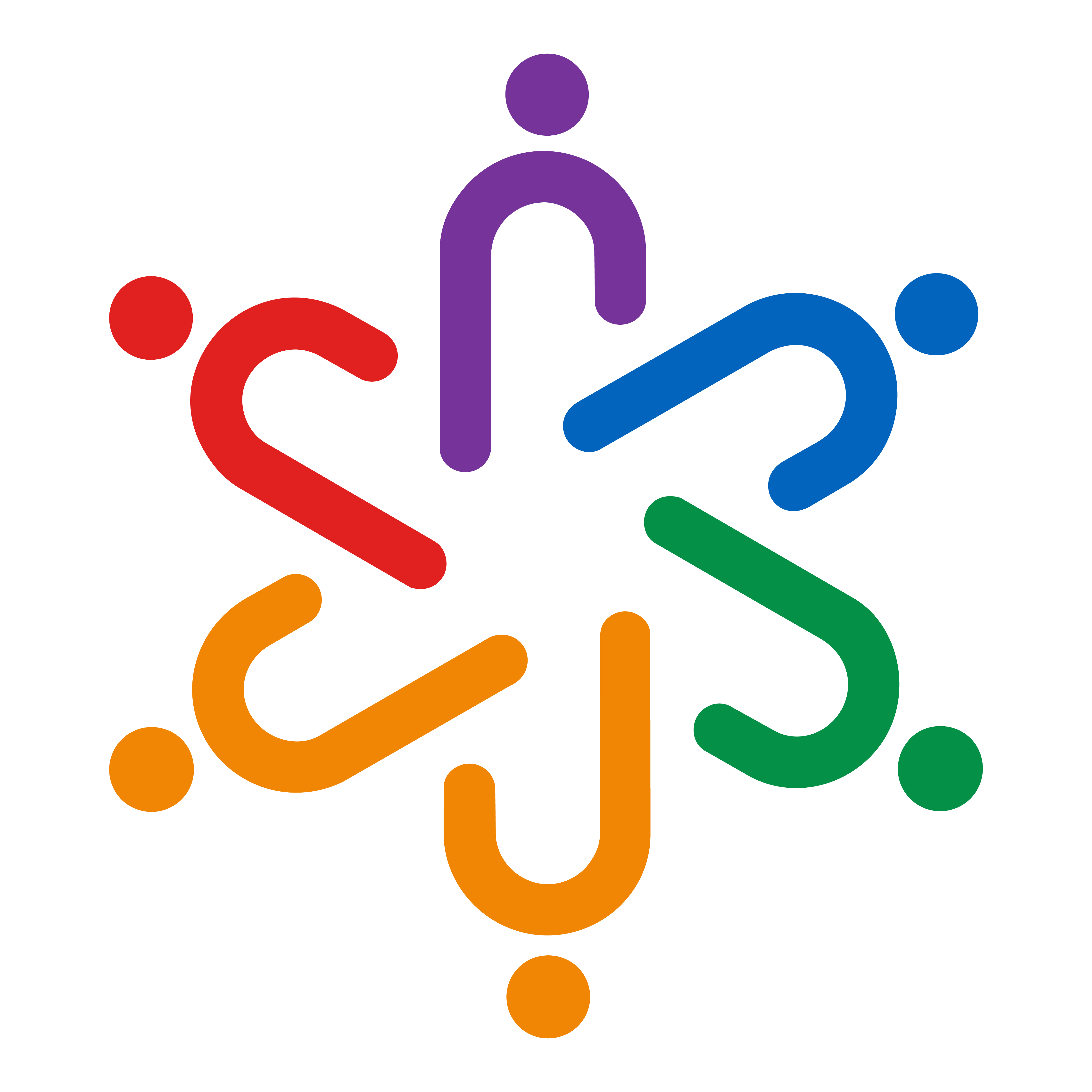 Nykitas Homeless to Home logo: six abstract human figures in red, purple, blue, green and orange arranged in a circle holding hands