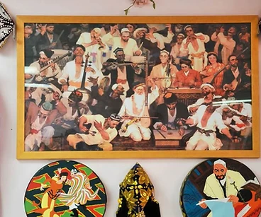 Central Asian art inside Kashkar Cafe