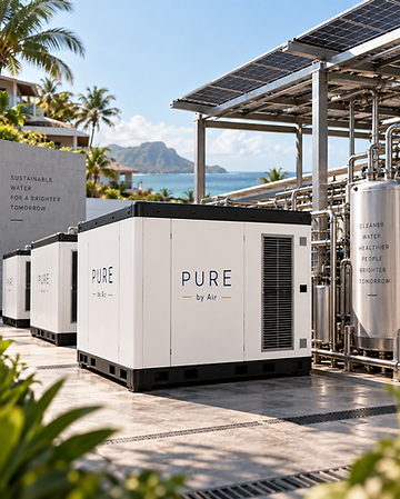 Professional PURE units with solar canopy and stainless steel filtration at a resort