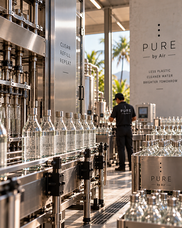 PURE wash fill cap bottling line with reusable glass bottles
