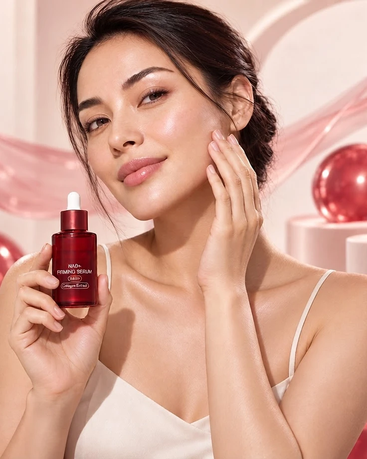 Woman holding Softdew serum