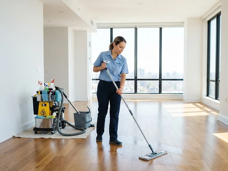 A pro deep-cleaning an empty apartment