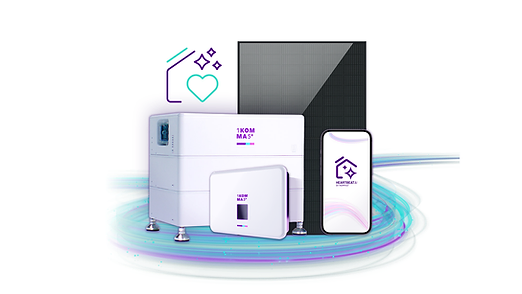 1KOMMA5° solar panel, battery and inverter with Heartbeat.AI energy management