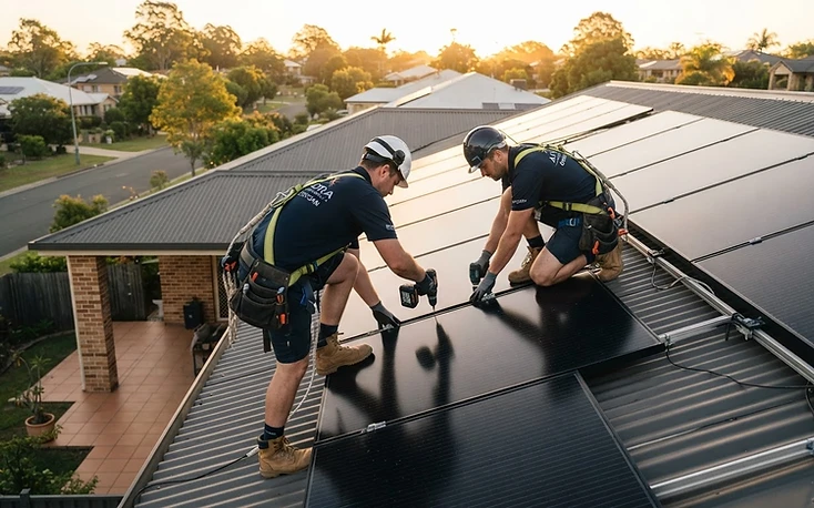 Professional solar installation team