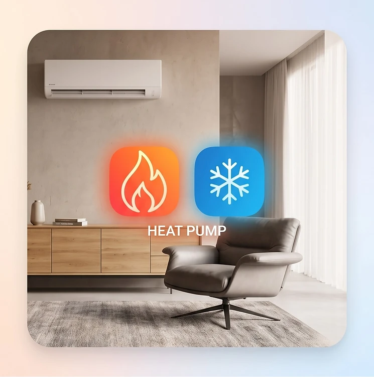 A Stockool heat-pump air conditioner: one unit that heats and cools