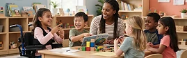 Children learning together in an inclusive classroom
