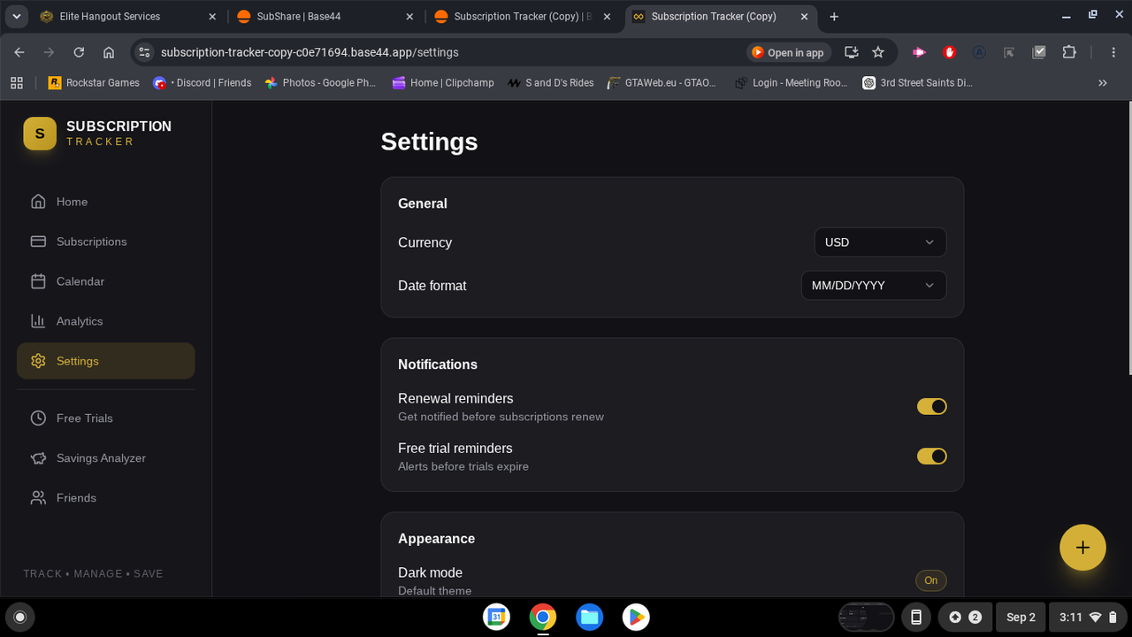 subscription  template preview