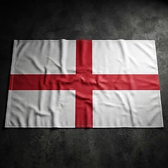 Custom England football flag with red cross on white