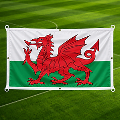 Custom Wales flag with the red dragon on white and green