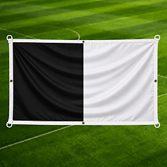 Custom vertical half and half football flag split into two colour halves