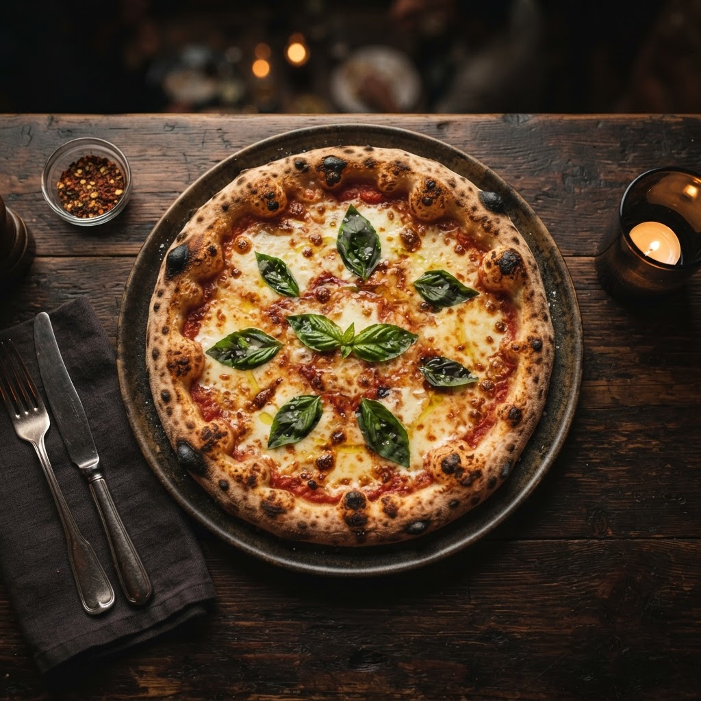 Pizza gourmet au feu de bois