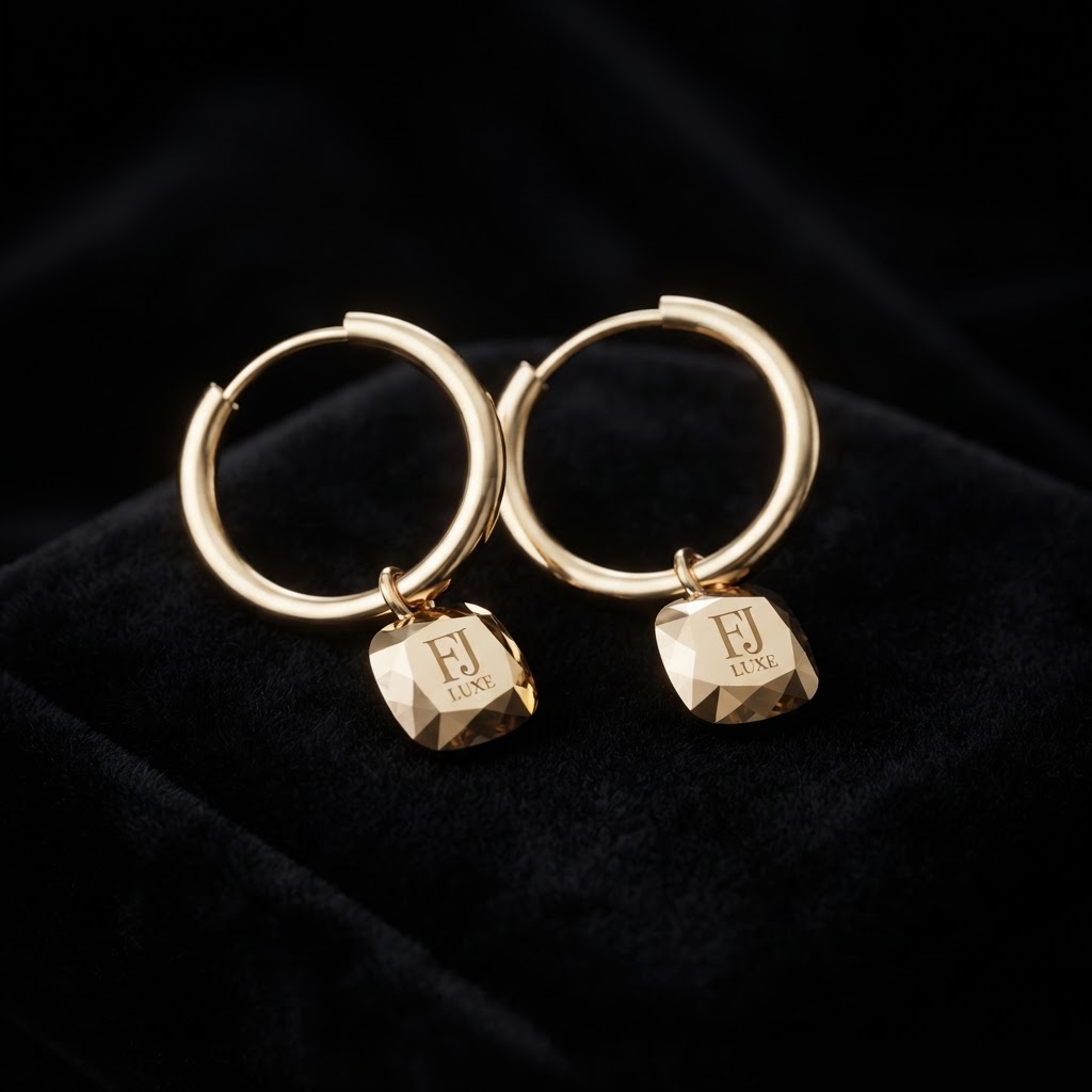 FJ LUXE Étoile Gold Hoop Earrings — Jewelry