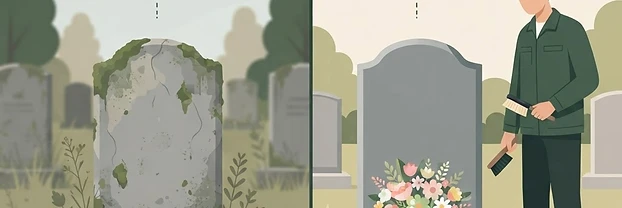 Sépulture avant et après l'entretien
