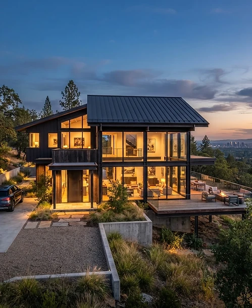 Modern pre-engineered steel frame home exterior