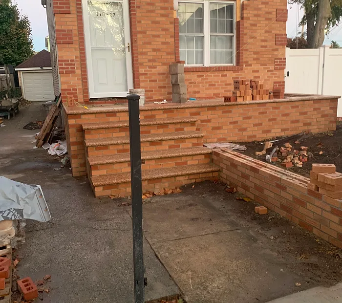 Brick steps with stone treads