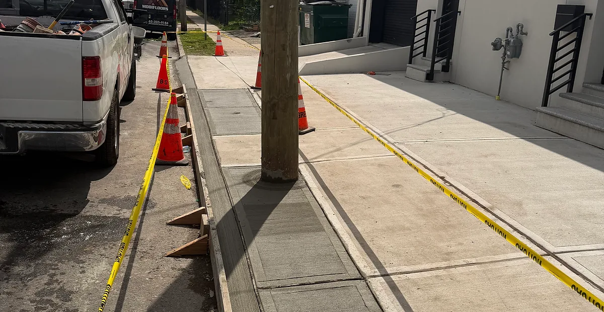 Sidewalk pour with forms